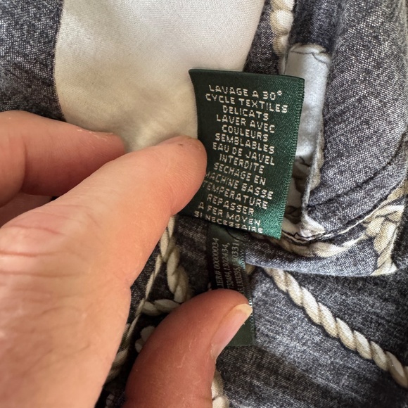 Lauren Ralph Lauren Nautical Sailing Flag Print Button Up Blouse Black Medium - Picture 9 of 15